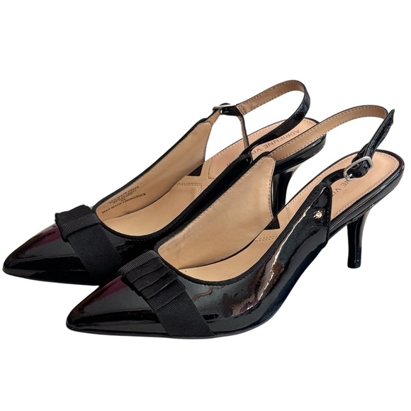 Adrienne Vittadini Black Patent Leather Bow Career Special Occasion 3” Heels 9 - Picture 3 of 8